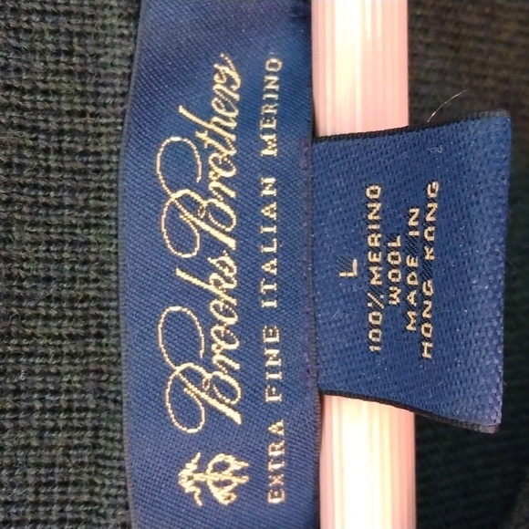 Brooks Brothers Green Fine Italian Merino Wool Long Sleeve Polo Shirt  (Large) - Picture 6 of 11